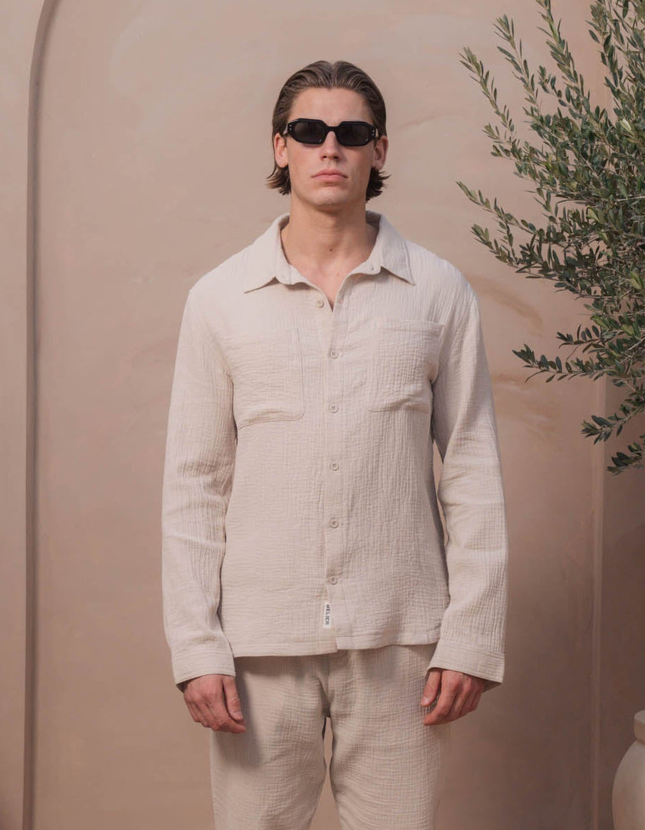 Duane Cotton Gauze L/S Shirt - Sand