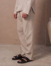 Duane Cotton Gauze Drawstring Trouser - Sand