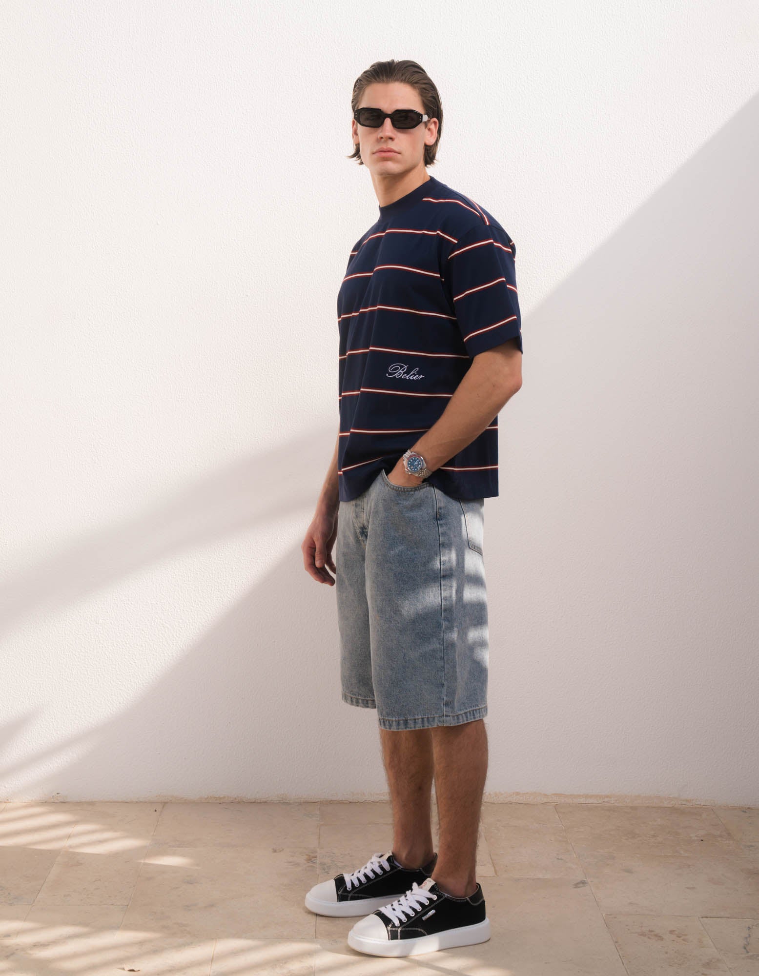 Jordan Oversized Stripe T-Shirt - Navy