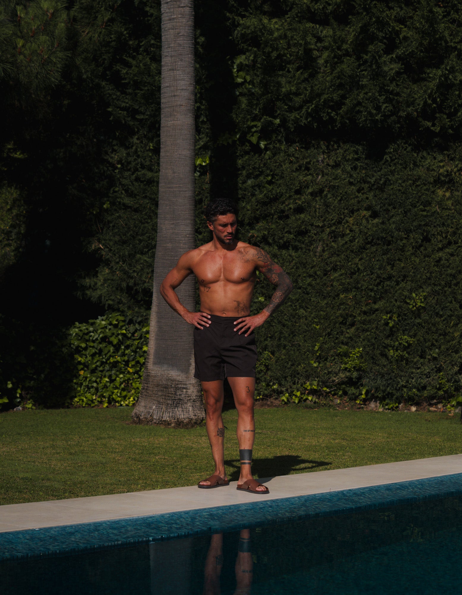 Isaac Wrap Front Swimshort - Brown