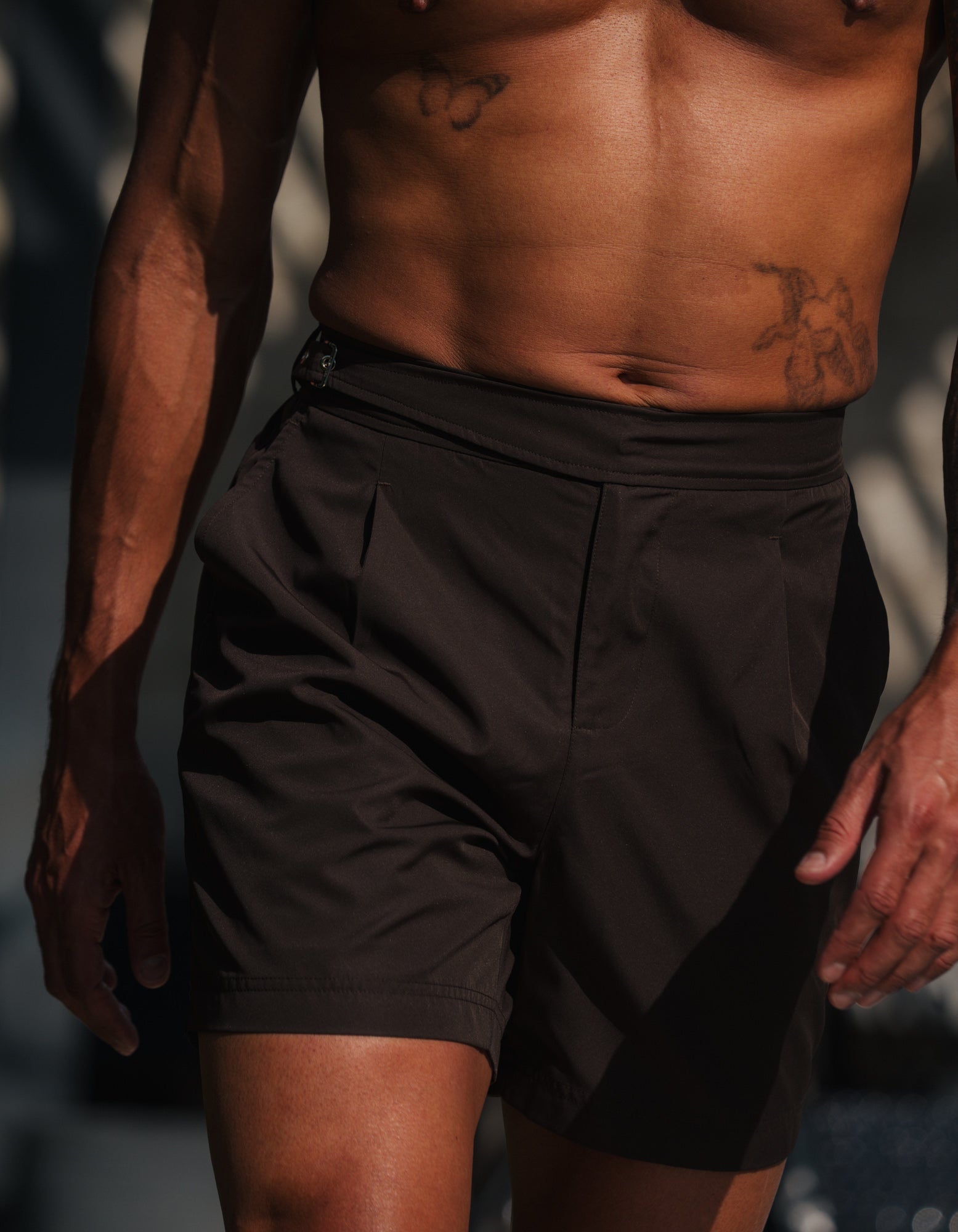 Isaac Wrap Front Swimshort - Brown