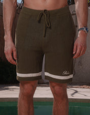 St.Tropez Crochet Short - Olive/Ecru