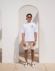 Santorini View Graphic T-Shirt- White