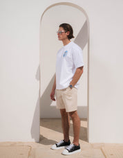 Santorini View Graphic T-Shirt- White
