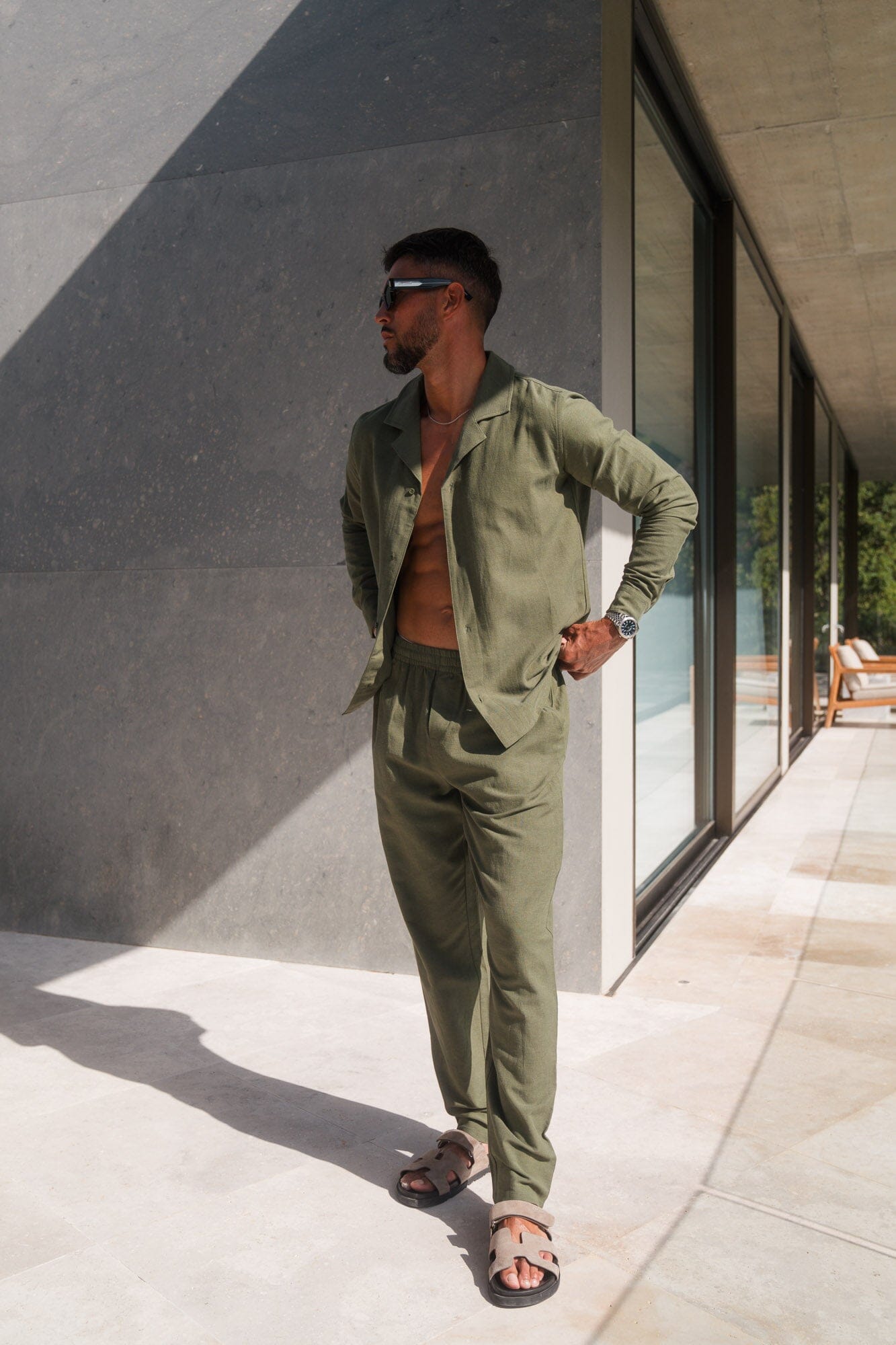 Elroy Linen Mix L/S Shirt - Olive