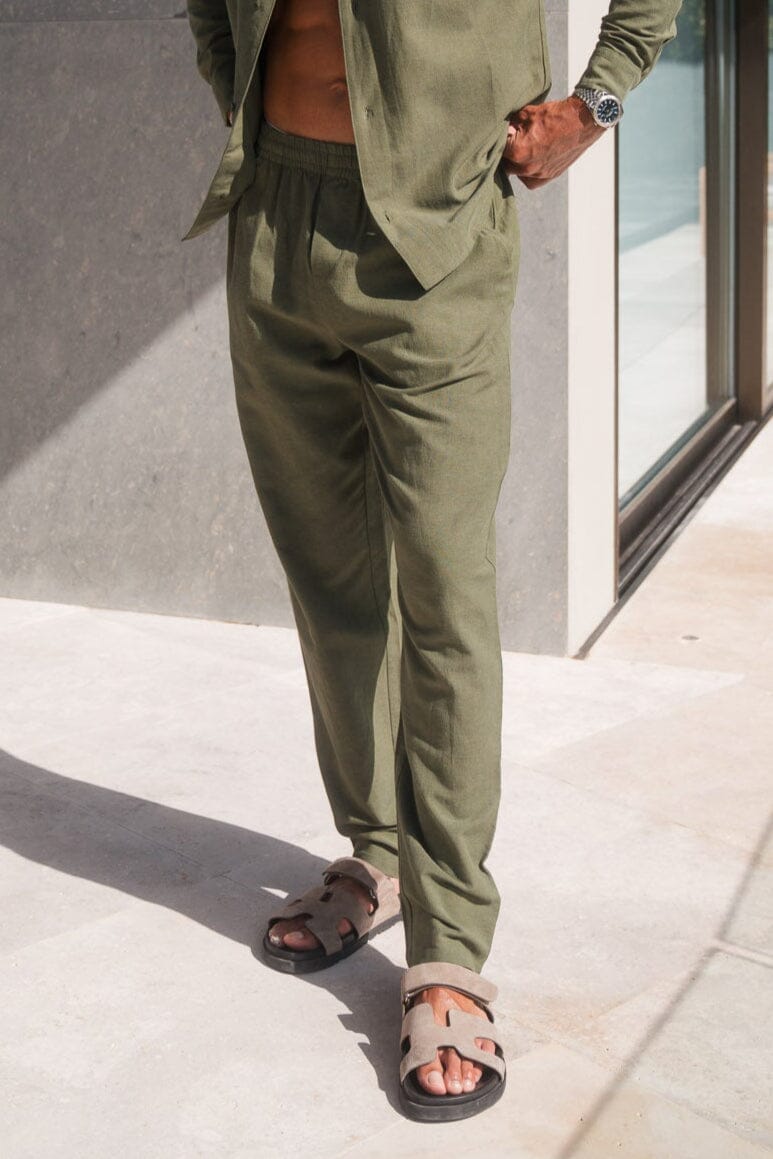 Elroy Linen Mix Trouser - Olive