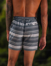 Zag Print Side Adjuster Swimshort - Black/White