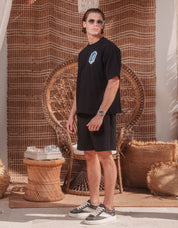 Santorini View Graphic T-Shirt - Black