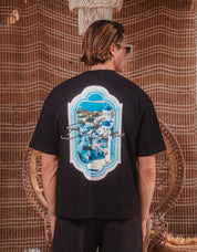 Santorini View Graphic T-Shirt - Black