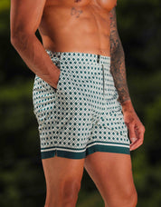 Emblem Print Side Adjuster Swimshort - Green