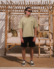 Earl Pique Stripe T-Shirt - Olive