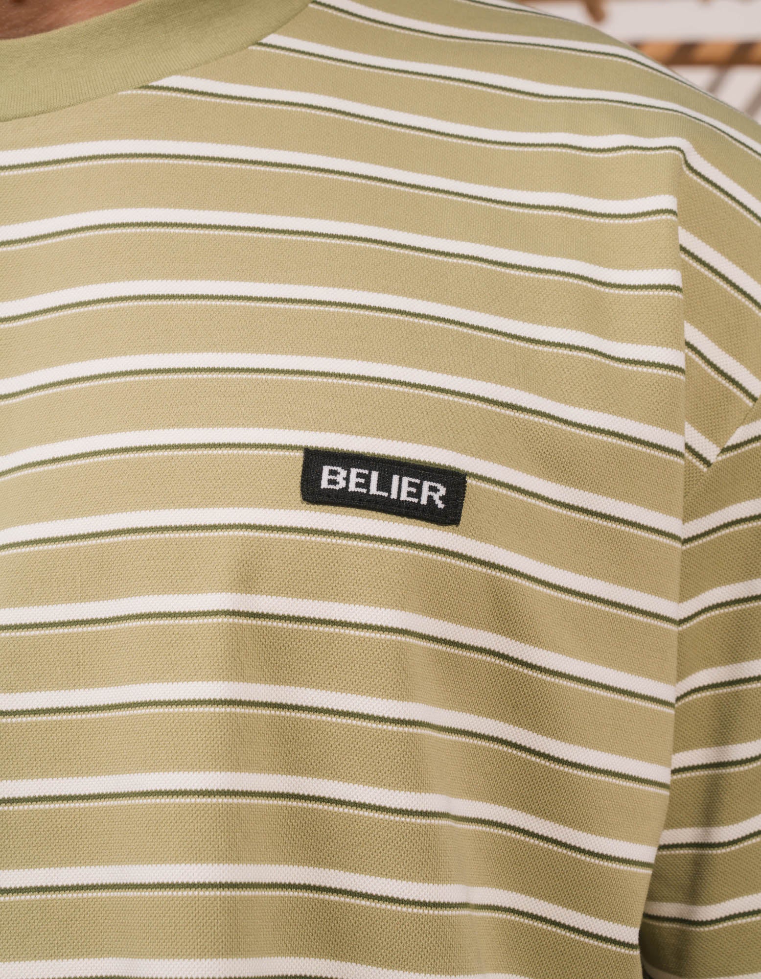 Earl Pique Stripe T-Shirt - Olive