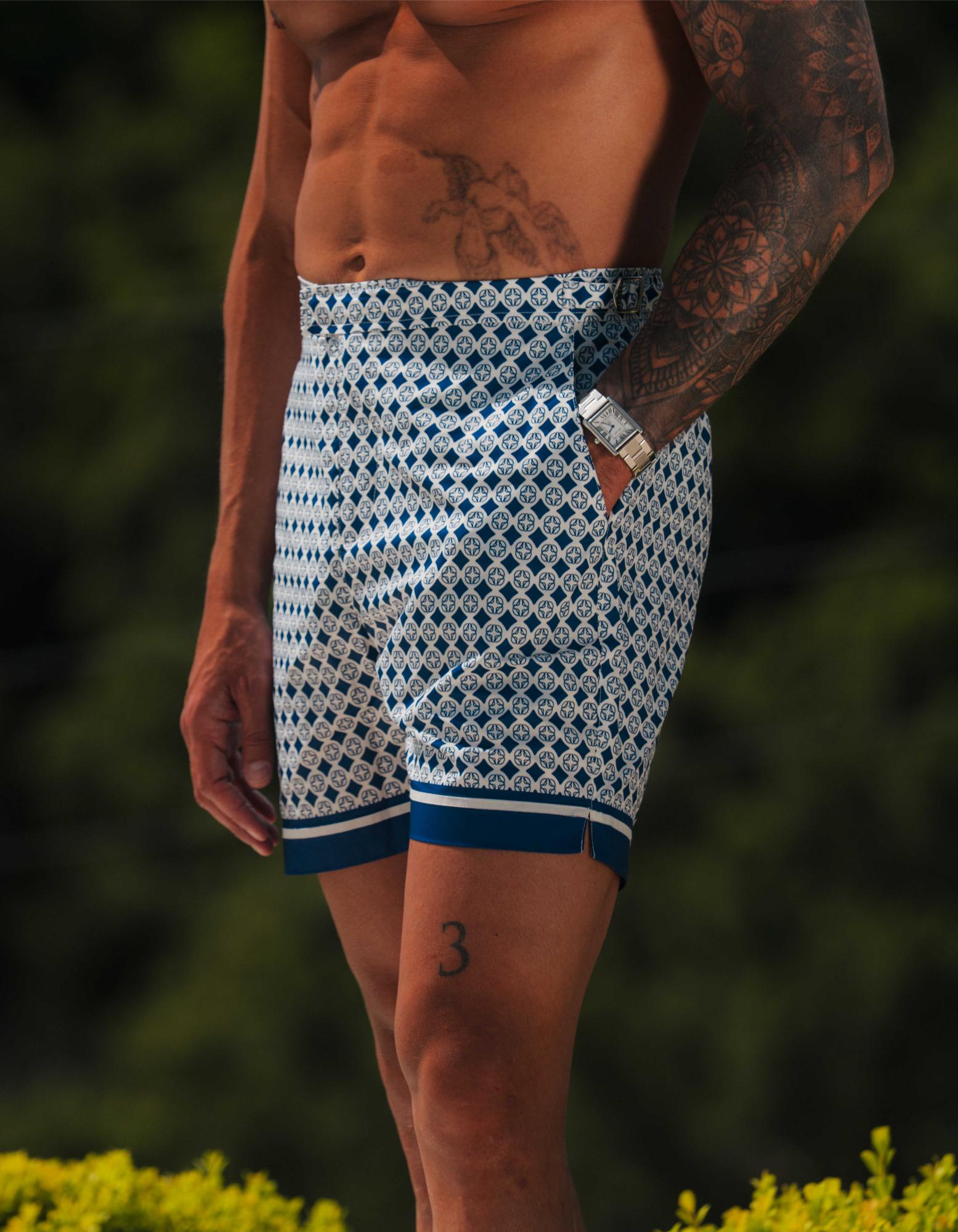 Emblem Print Side Adjuster Swimshort - Navy