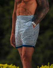Emblem Print Side Adjuster Swimshort - Navy