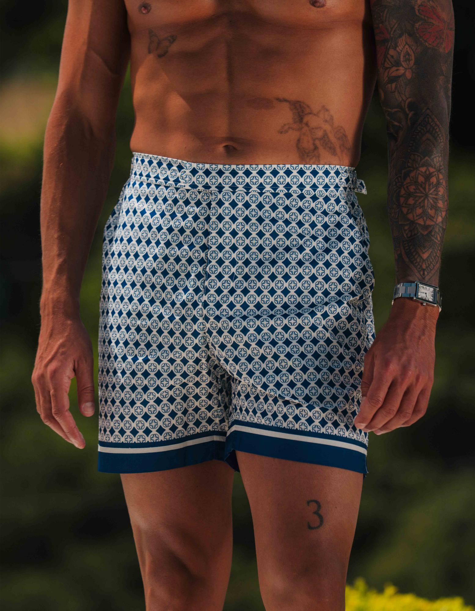 Emblem Print Side Adjuster Swimshort - Navy