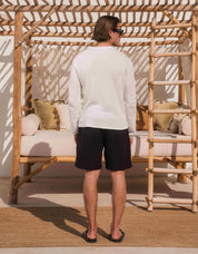 Ewan Knitted Henley Collar T-Shirt - White