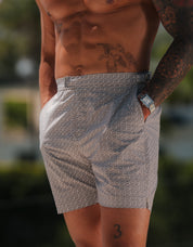 Chain Print Side Adjuster Swimshort - Brown