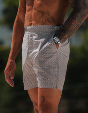 Chain Print Side Adjuster Swimshort - Brown