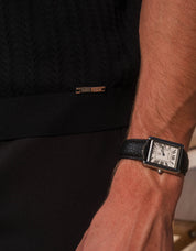 Enzo Chevron Knit Polo - Black