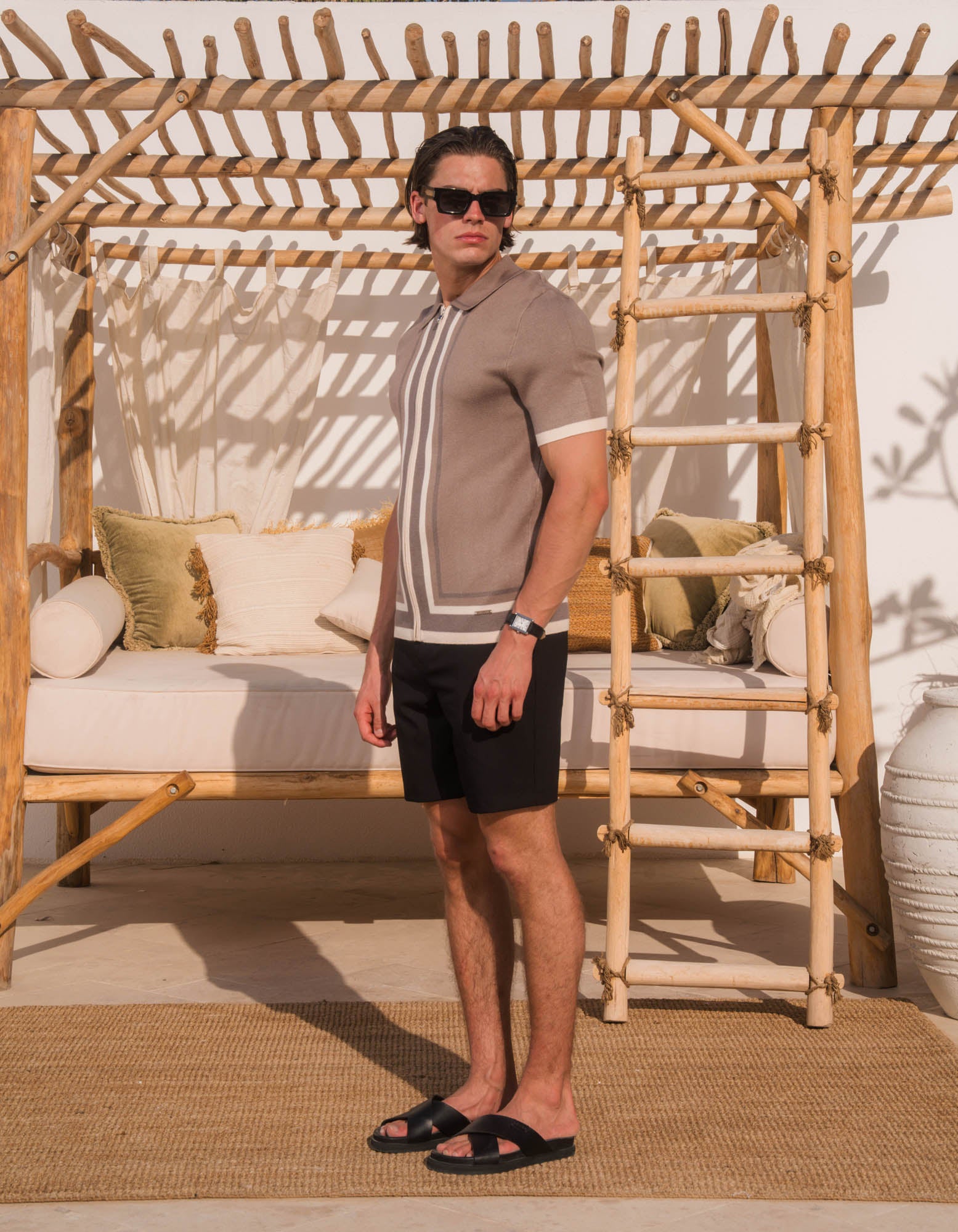 Eric Panelled Knit Shirt - Taupe