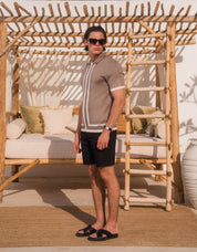 Eric Panelled Knit Shirt - Taupe