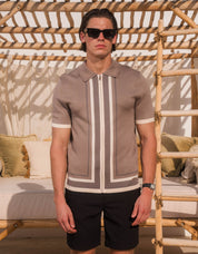 Eric Panelled Knit Shirt - Taupe