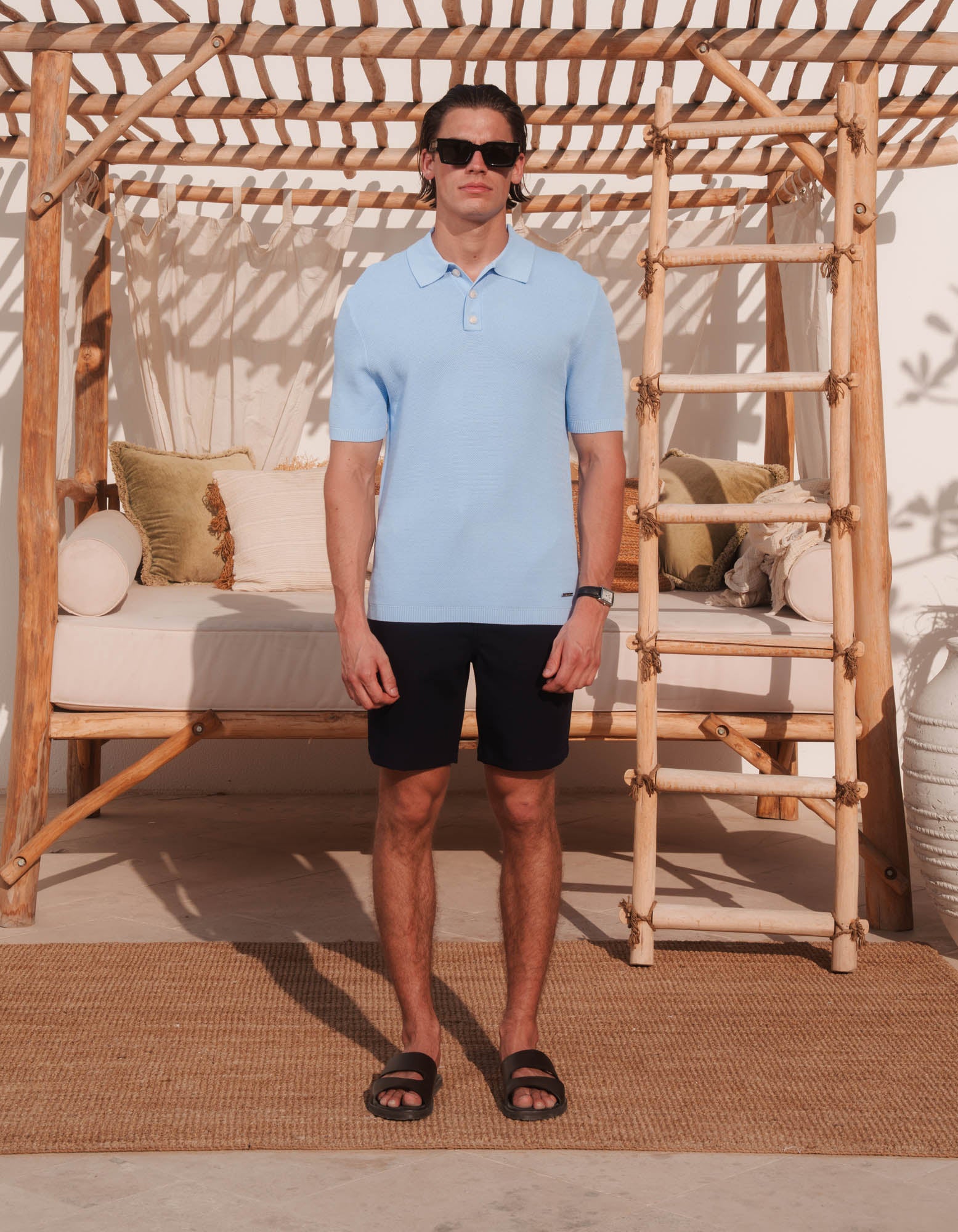 Hollis Knit Polo - Sky