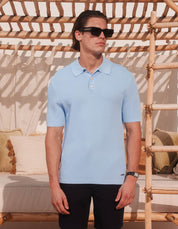 Hollis Knit Polo - Sky