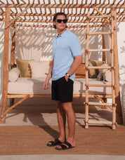 Hollis Knit Polo - Sky