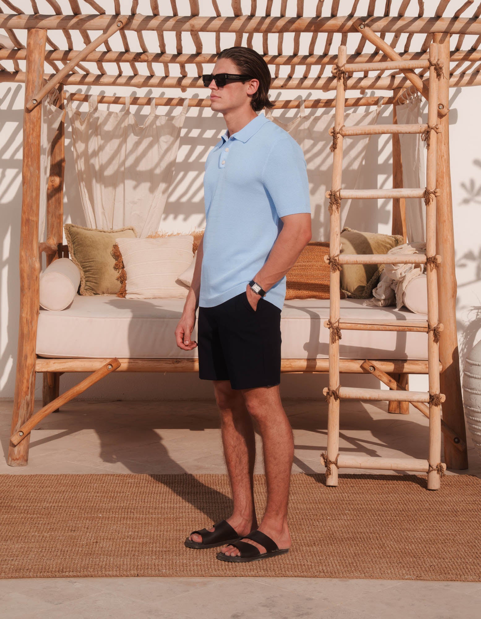 Hollis Knit Polo - Sky