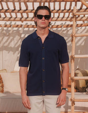 Hollis Knitted Shirt - Navy