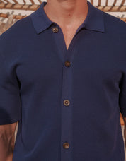 Hollis Knitted Shirt - Navy