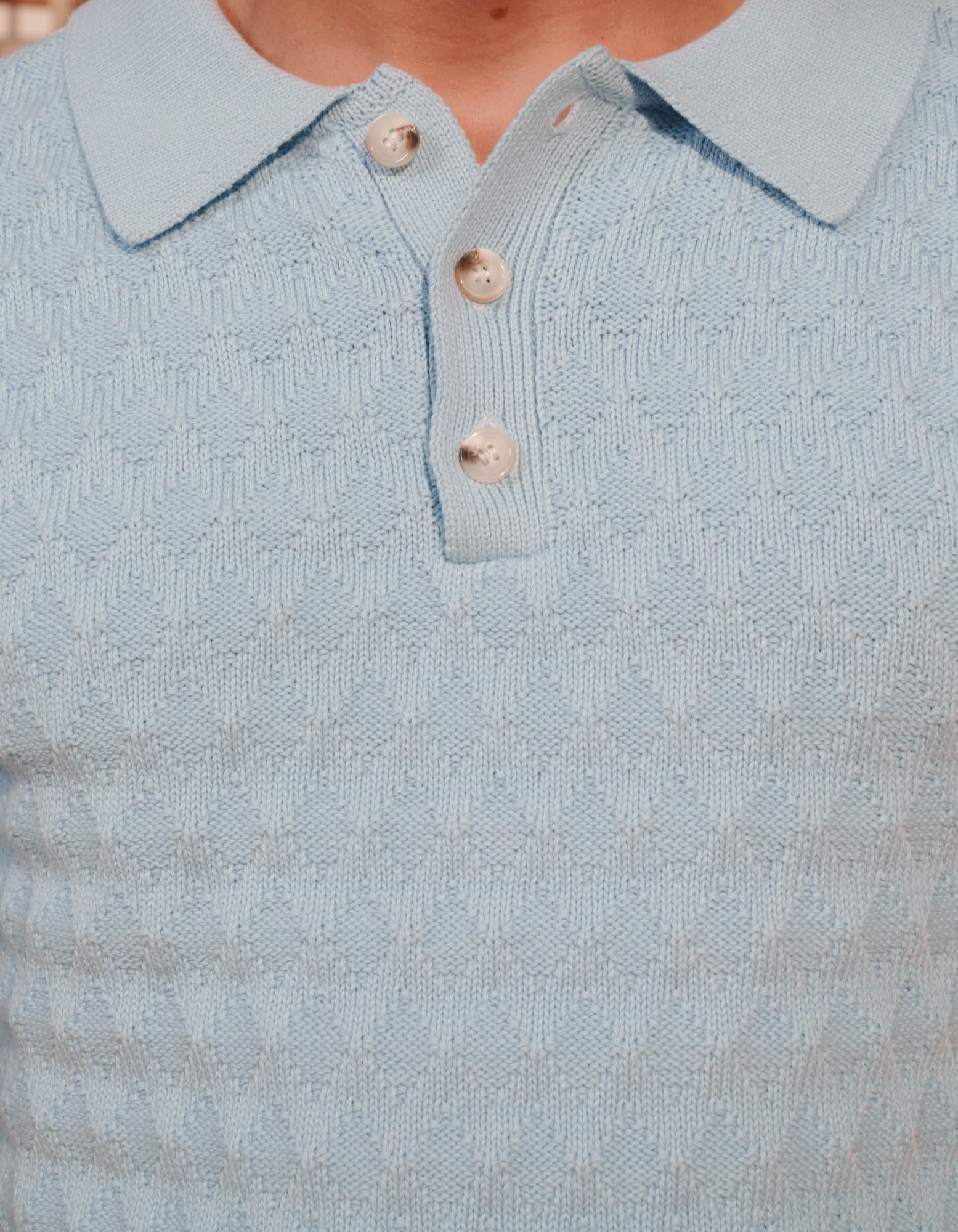 Jacques Diamond Stitch Polo - Sky Blue