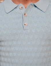 Jacques Diamond Stitch Polo - Sky Blue