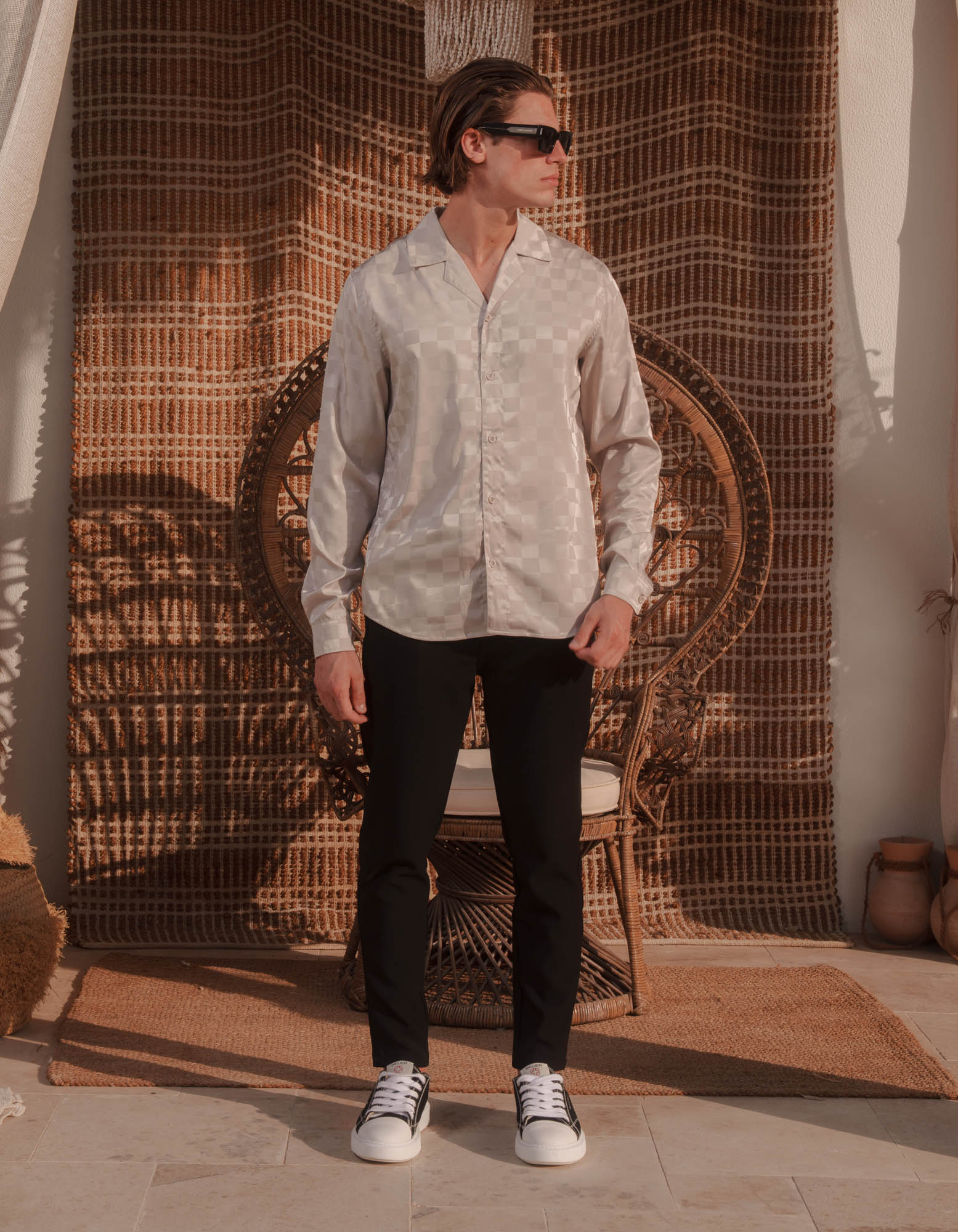Jared Jacquard Square Shirt - Champagne