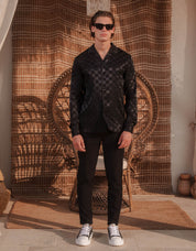 Jared Jacquard Square Shirt - Black