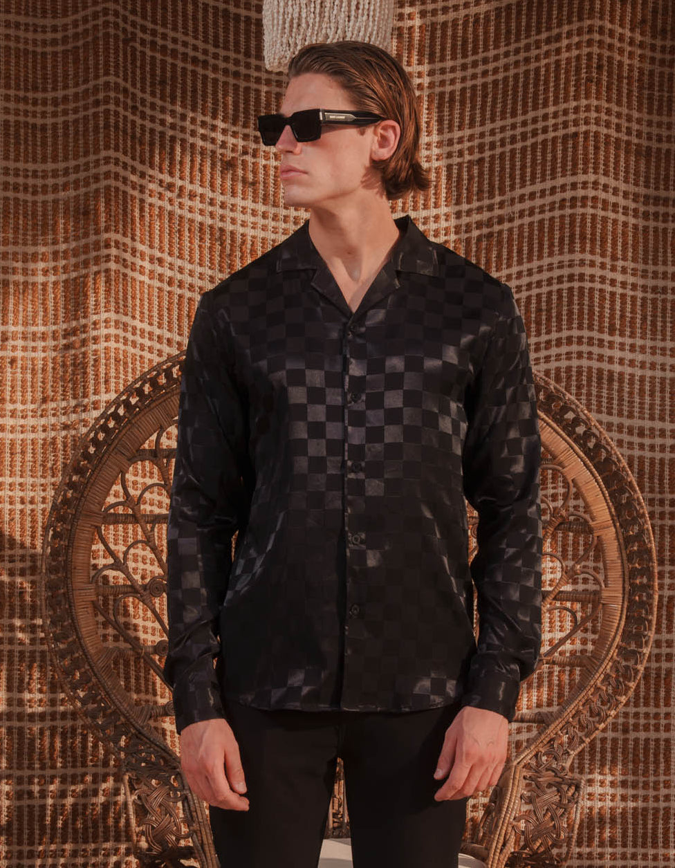 Jared Jacquard Square Shirt - Black