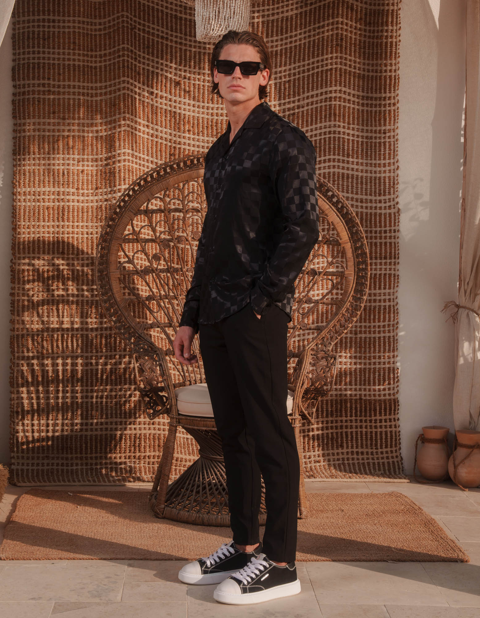 Jared Jacquard Square Shirt - Black
