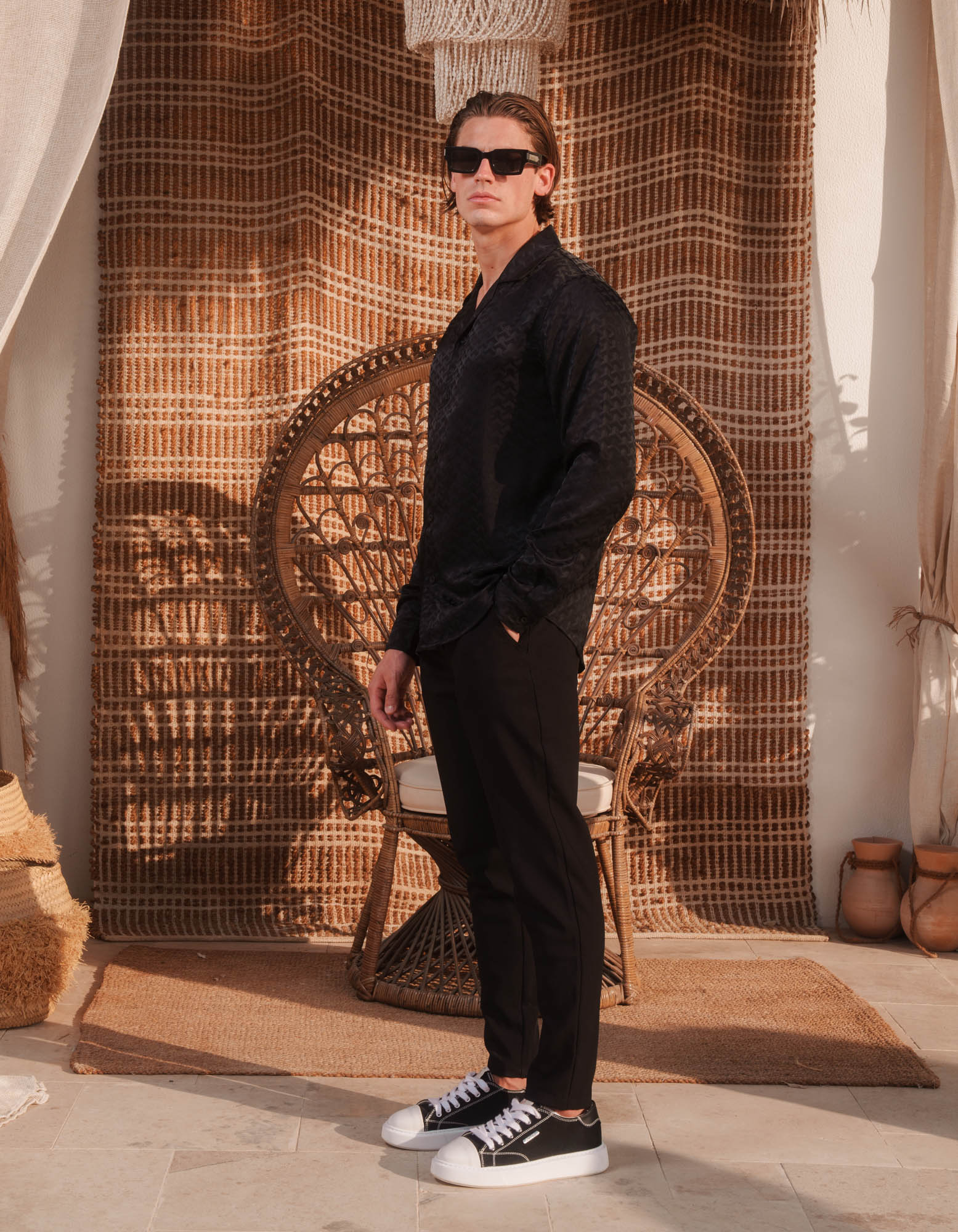 Jacquard Illusion Shirt - Black