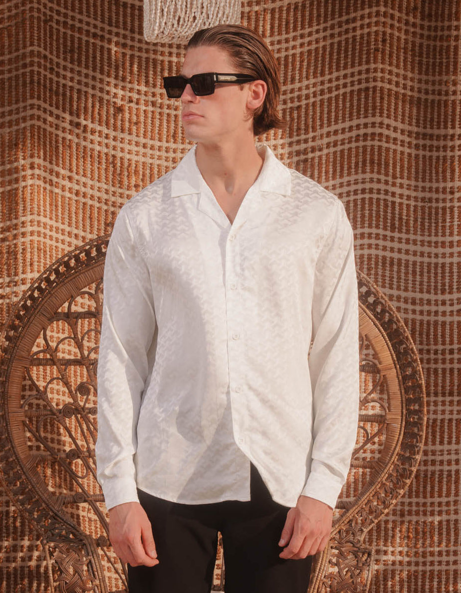 Jacquard Illusion Shirt - White