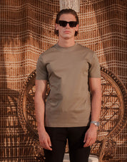 Crest Embroidered Mercerised T-Shirt - Olive