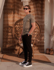 Crest Embroidered Mercerised T-Shirt - Olive