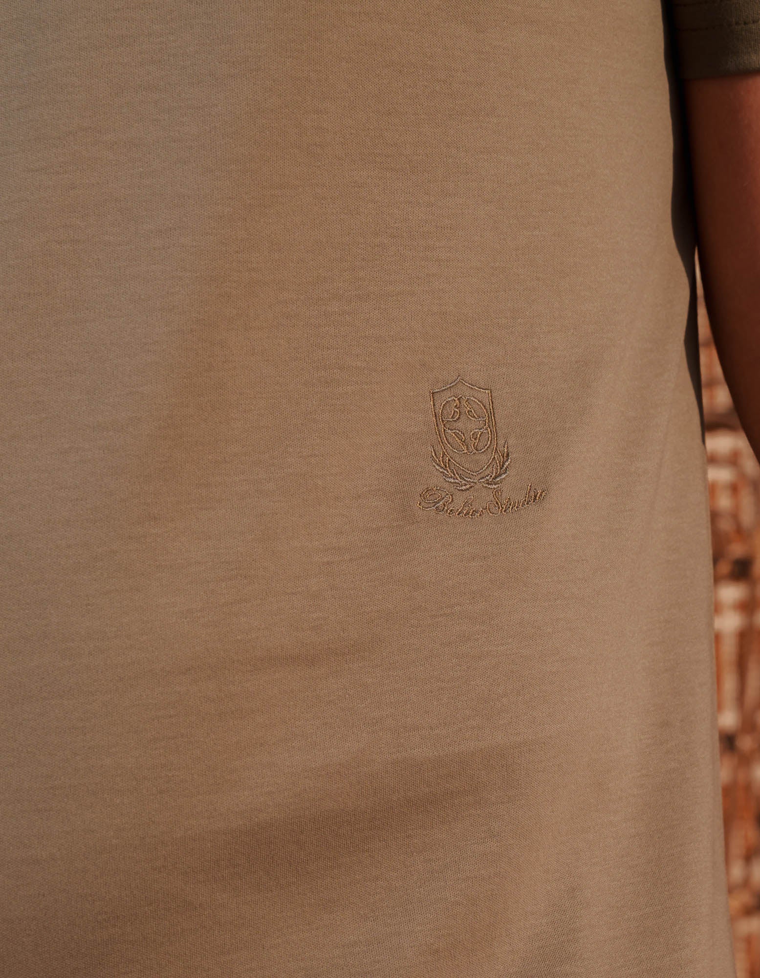 Crest Embroidered Mercerised T-Shirt - Olive