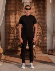 Crest Embroidered Mercerised T-Shirt - Black