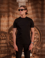 Crest Embroidered Mercerised T-Shirt - Black