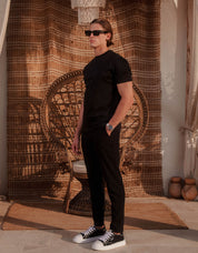 Crest Embroidered Mercerised T-Shirt - Black