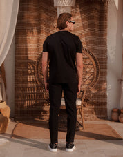 Crest Embroidered Mercerised T-Shirt - Black
