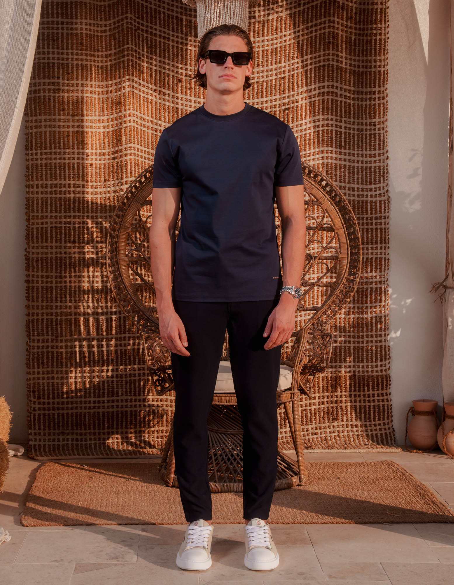 Abel Mercerised T-Shirt - Navy