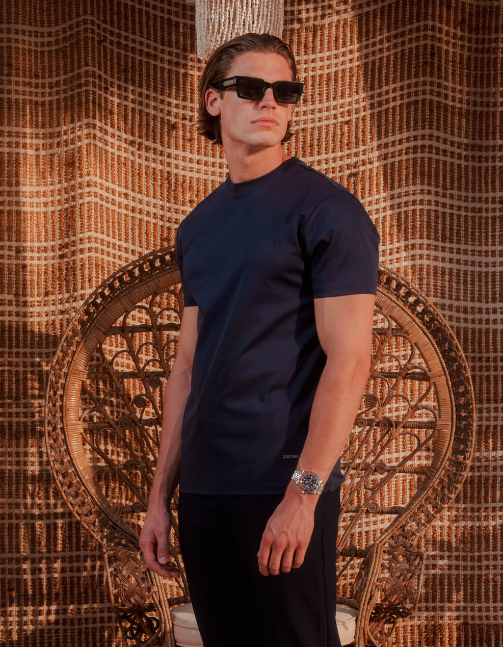 Abel Mercerised T-Shirt - Navy