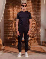 Crest Embroidered Mercerised T-Shirt - Navy
